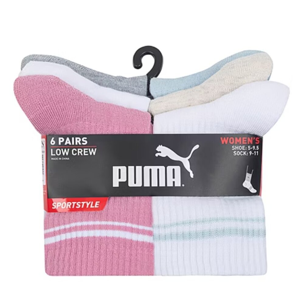 PUMA PACK 6 SOCKS WOMEN'S LOW CREW SHOE SZ 5 - 9.5 Beige